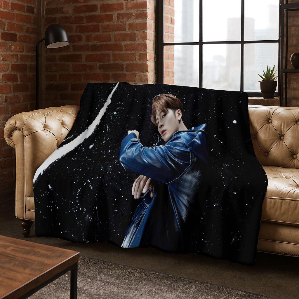 3D Jackson Wang Art Singer Star Flannel Blanket,Cozy Soft Throw Blanket for Home Bedroom Bed Sofa Picnic Office Cover Kids Gift