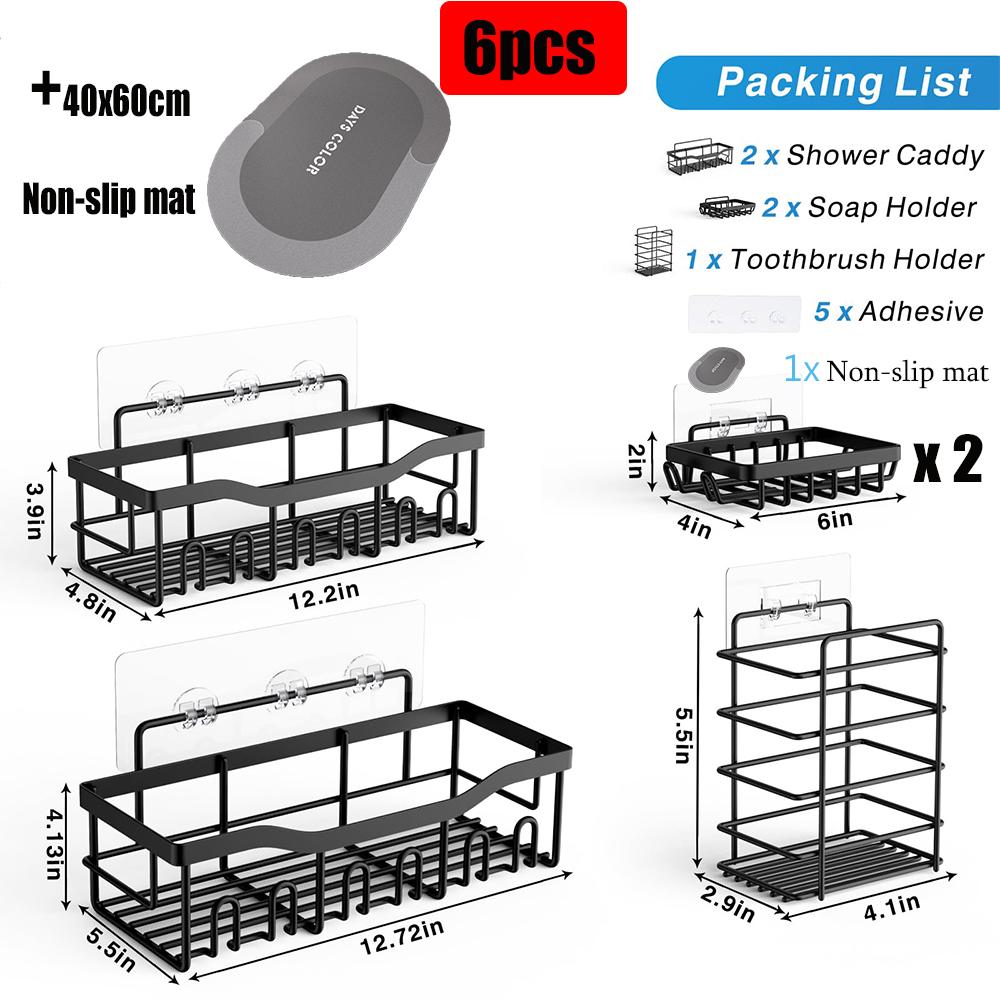 Punch-free Bathroom Rack, Wall-mounted Shampoo Storage Rack, Rust-proof Stainless Steel Bathroom Organization Accessories