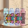 1PC Mandala Sunflower Text Art 750ml Color Plastic Sports Water Bottle Leakproof Flip Straw Lid Suitable for Sports Office Home Use