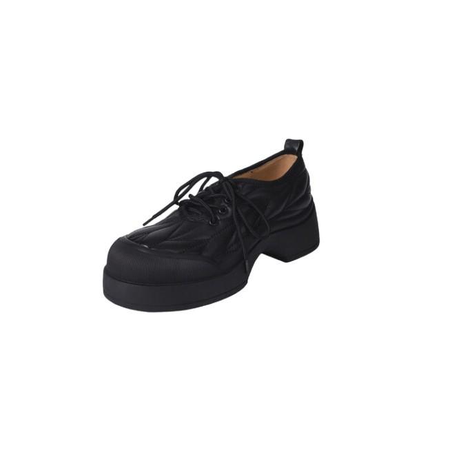 New leather casual single shoes women's non-slip thick-soled lace-up sheepskin women's shoes wear round head comfortable and soft single shoes in all
