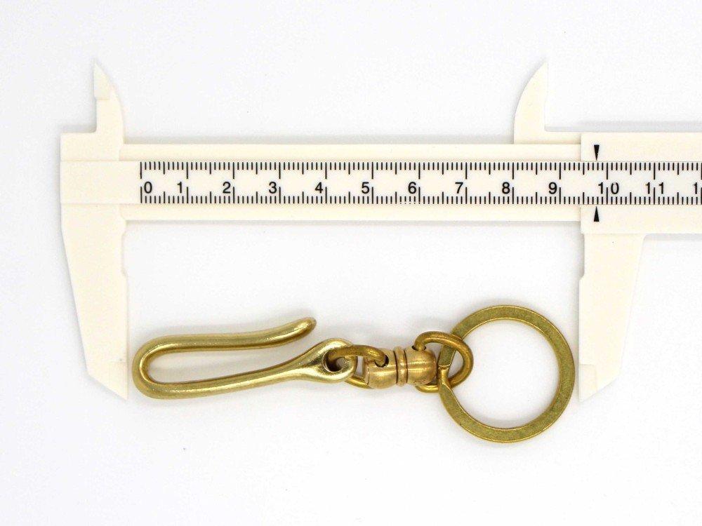 Heavy-duty fishing hook keychain with swivel and double ring, made of brass.