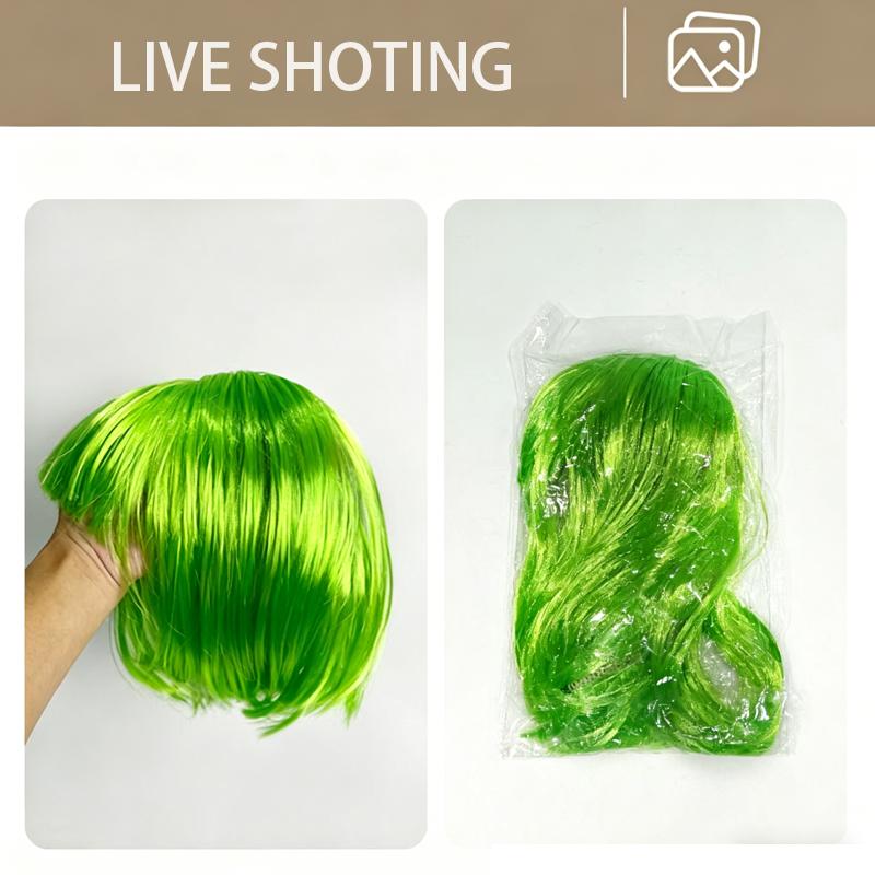 Colored Bob Synthetic Hair Wigs with Bangs for Women Halloween Costume Cosplay Party Use Black Green Purple Pink Blonde