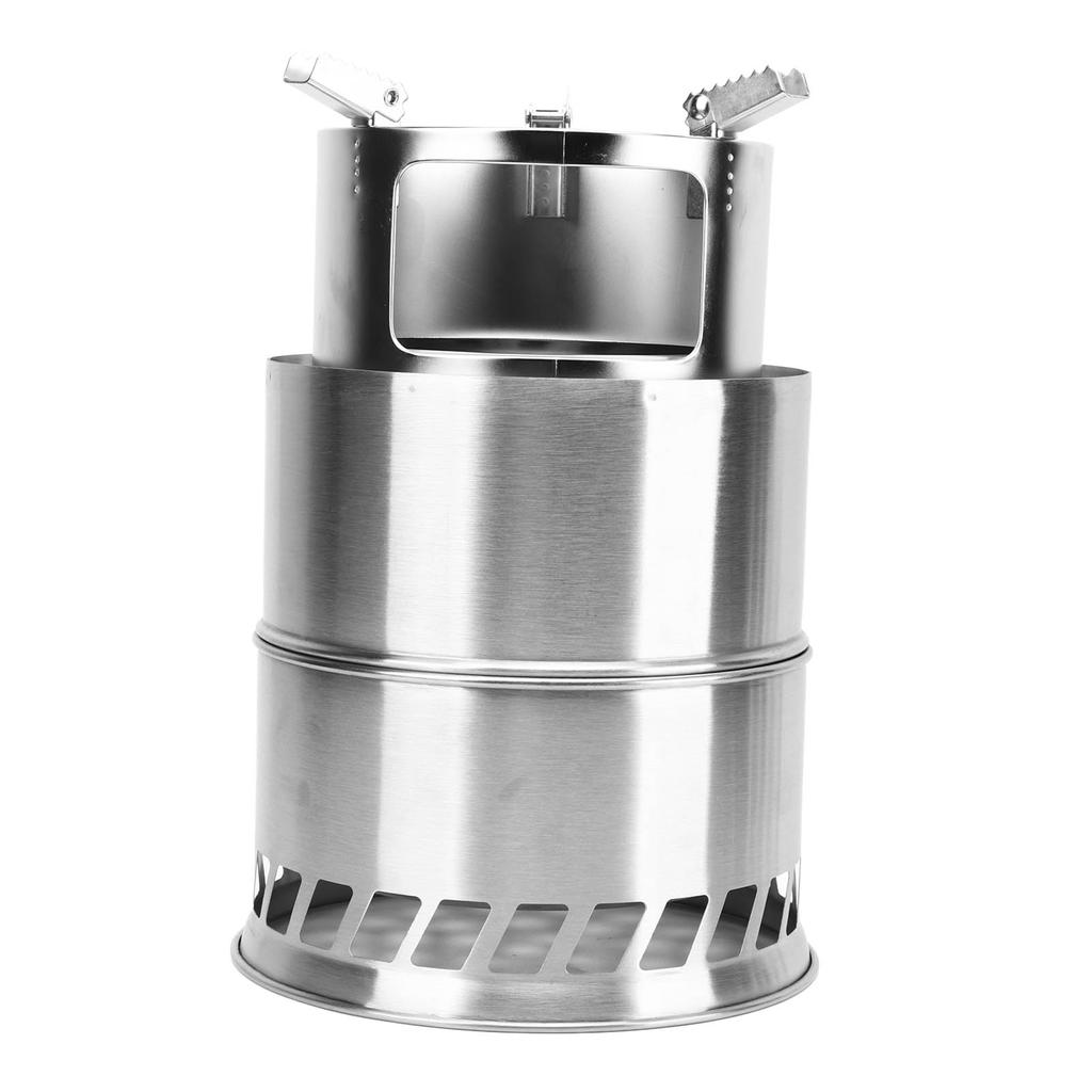 Wood Burning Camping Stove Stainless Steel Potable Backpacking Wood Stoves with Storage Bag for Tent Heating BBQ