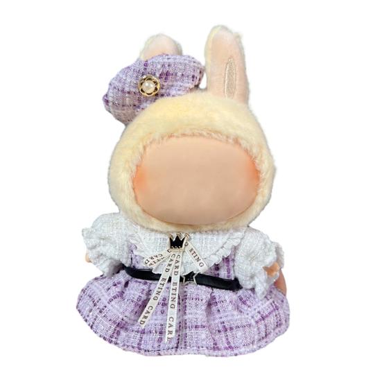 Puppenkleidung für 17 cm Puppen Einfach anzuziehen Perfekte Passform Bedrucktes Plüschpuppenkleid Weicher Stoff Puppenoutfit