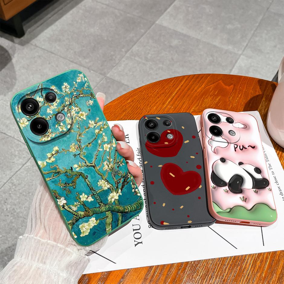 For Xiaomi Poco M6 Pro 4G 5G Casing Fashion Black Coconut Tree Liquid Silicone Soft TPU Cover For XiaomiPocoM6 M6Pro 4G 5G Funda