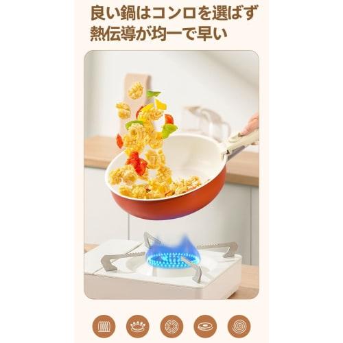 KCNN 5-Piece Frying Pan Set with Removable Handles, IH/Gas Compatible, Perfect for Single Living, Marble-Coated, Smooth, Non-Stick, Easy To Clean, Ove