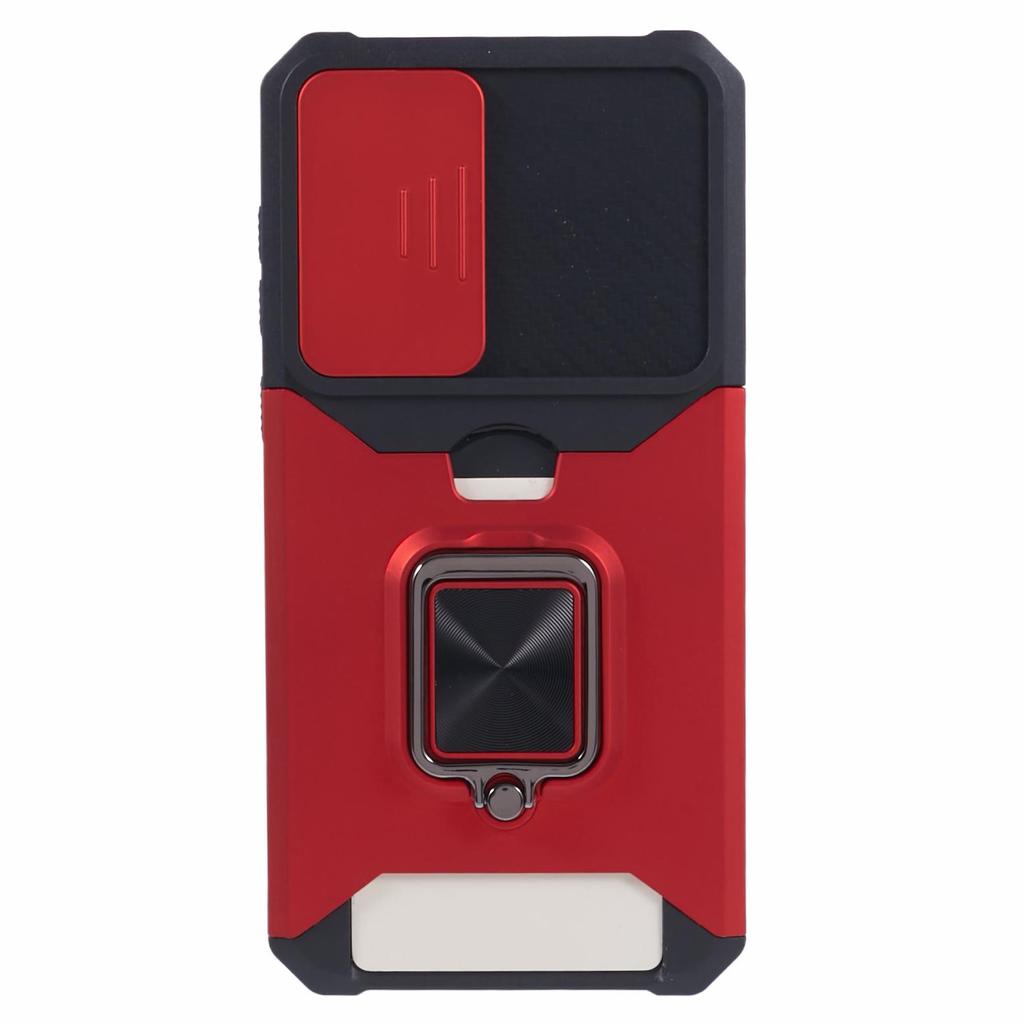 For Samsung Galaxy A55 5G Case PC+TPU Card Holder Phone Kickstand Cover with Slide Lens Lid