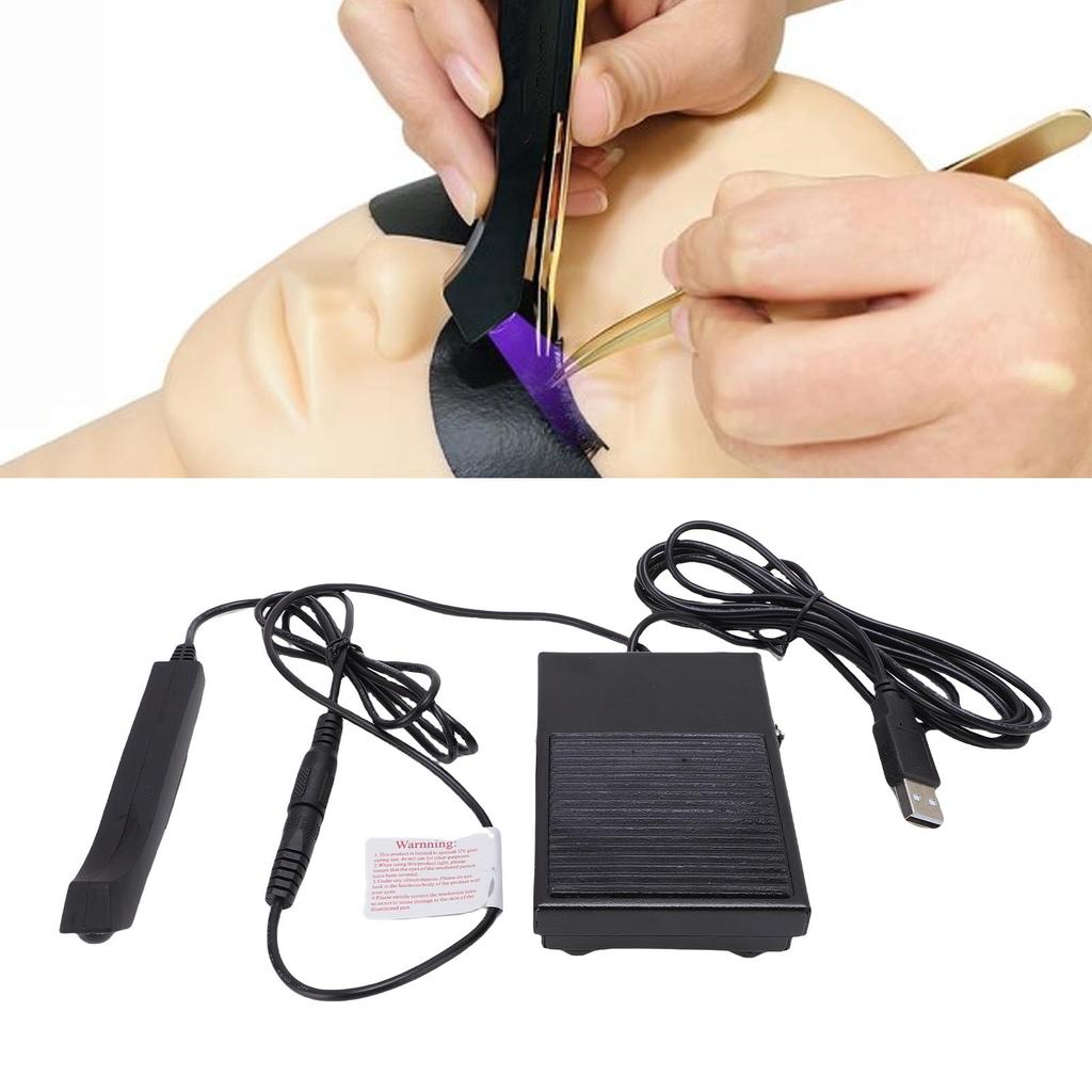 Lampa do rzęs z pedałem nożnym 5W Szybkie utwardzanie 395 do 400 nm Bezpieczny stop aluminium do przedłużania rzęs Zdobienia paznokci