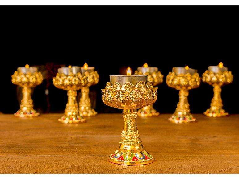 Tybetański Styl Długo Palący Nepalski Lotosowy Uchwyt na Lampę Ghee do Dekoracji Domu