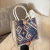 Bolsa de pano de vela nacional feminina verão moda portátil lancheira de linho bolsa bento