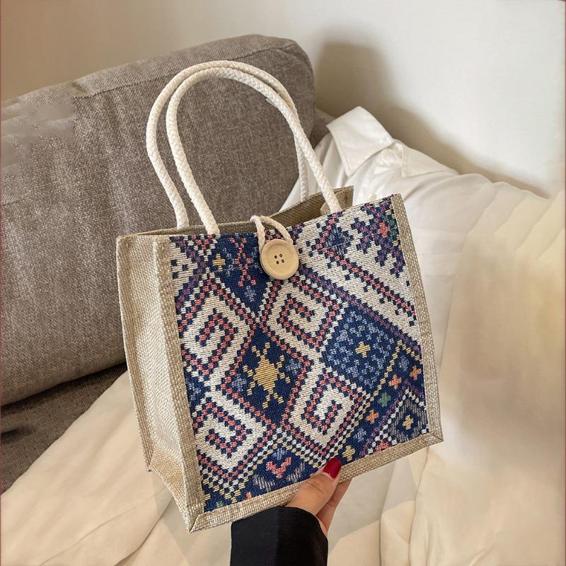 Bolsa de pano de vela nacional feminina verão moda portátil lancheira de linho bolsa bento