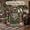 Birds Theme Throw Blanket Custom Name Text Personalized Blanket Soft Cozy Blanket for Home Sofa Bed