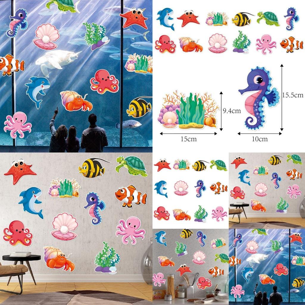 Ocean Theme Birthday Wall Decals For Kids Party Decor With Ocean Creatures Starfish Turtles For Childrens Celebration