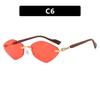 European and American rhombus frameless trimmed sunglasses metal sunglasses wood grain fashion sunscreen UV protection sunglasses women