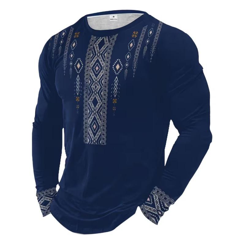 Mexiko Adler Druck T-Shirt für Herren Mode Bequemes Baumwolle Langarm-T-Shirt Lässiger Rundhals Pullover Herbst Lockere Herren Oberteile