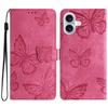 For iPhone 16 Plus Case Butterfly Flip Stand PU Leather Phone Cover
