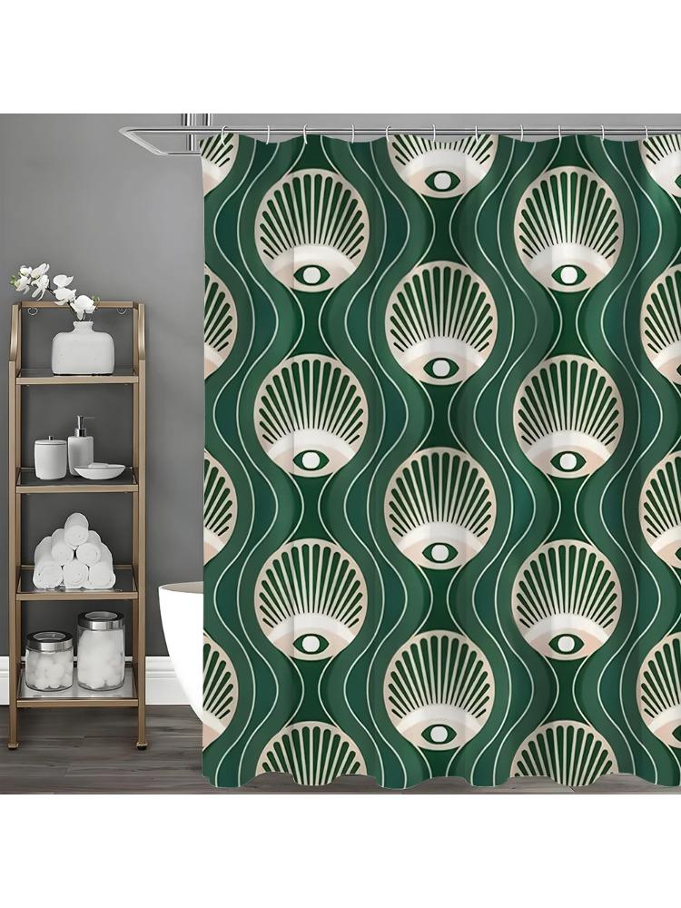 

Eco Luxury Vintage Evil Eye Green Shower Curtain, Bathroom Decorative Shower Curtain, Waterproof Shower Curtain With Hooks W60H190(CM)-1 Pcs