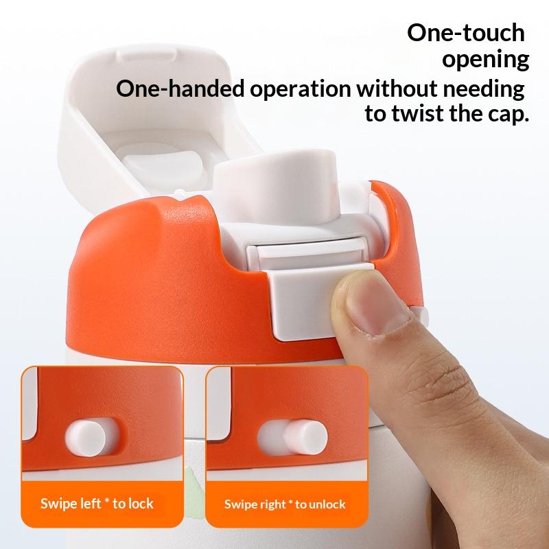 Double Drink Fruit Cup High Aesthetic 304 Stainless Steel Thermos Cup Cartoon Water Bottle For Students With Straw And Jump Lid