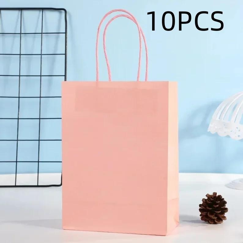 Candy Colorful Shopping Bags 10PCS Kraft Paper Gift Candy Bag Colored Hand-held Paper Bags Wedding Party Decoration Gift