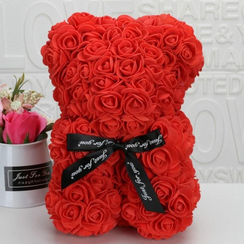 Romantic Valentine's Day Creative Eternal Flower Rose Bear Christmas Gift Rose Bear Hug Bear Wedding Flower Decoration Gift