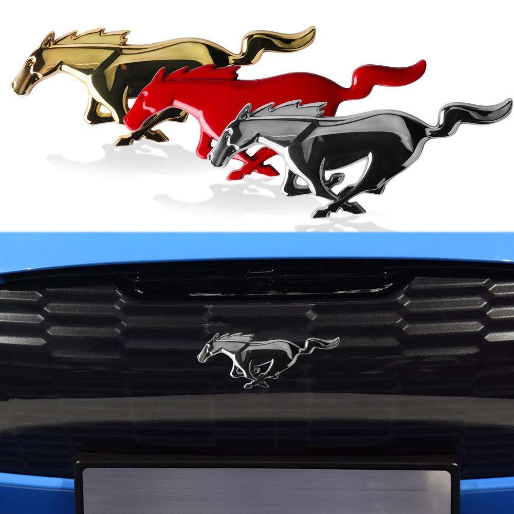 AJX1 3D Meatl Car Front Hood Grill Tail Trunk Sticker Badge Cover Decoration For Ford Mustang Fiesta Focus Mondeo Mk4 Fiesta Kuga St