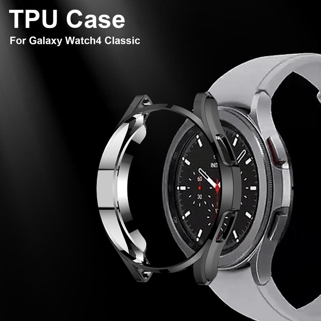 TPU Protective Case Compatible for Samsung Galaxy Watch4 Classic 42mm Hollow Soft TPU Case Electroplating Protection