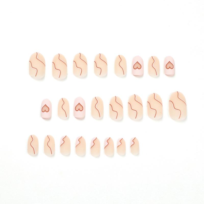 [Clearance] Frosted Wave Hollow Love Wearing Nail Medium Circle Simple Nail Piece Fake Nail Nail