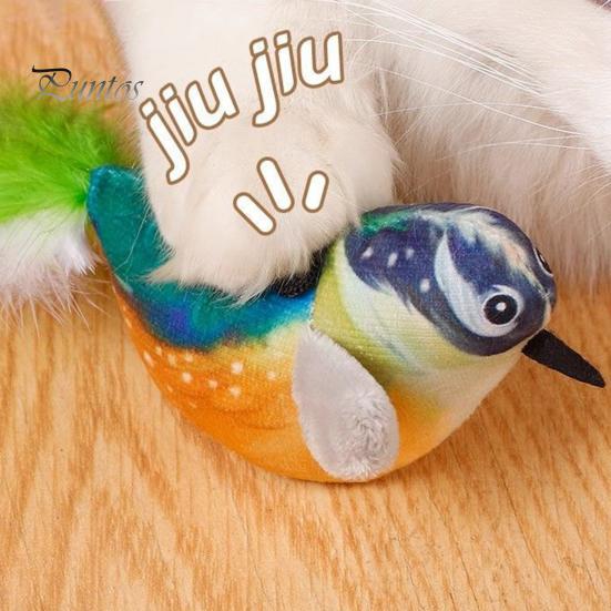 Pouncing Cat Toy Chirping Bird Interactive Simulation Electric Touch Activated Hunting Instinct Plush Teaser for Indoor Cats And Dogs Sounds