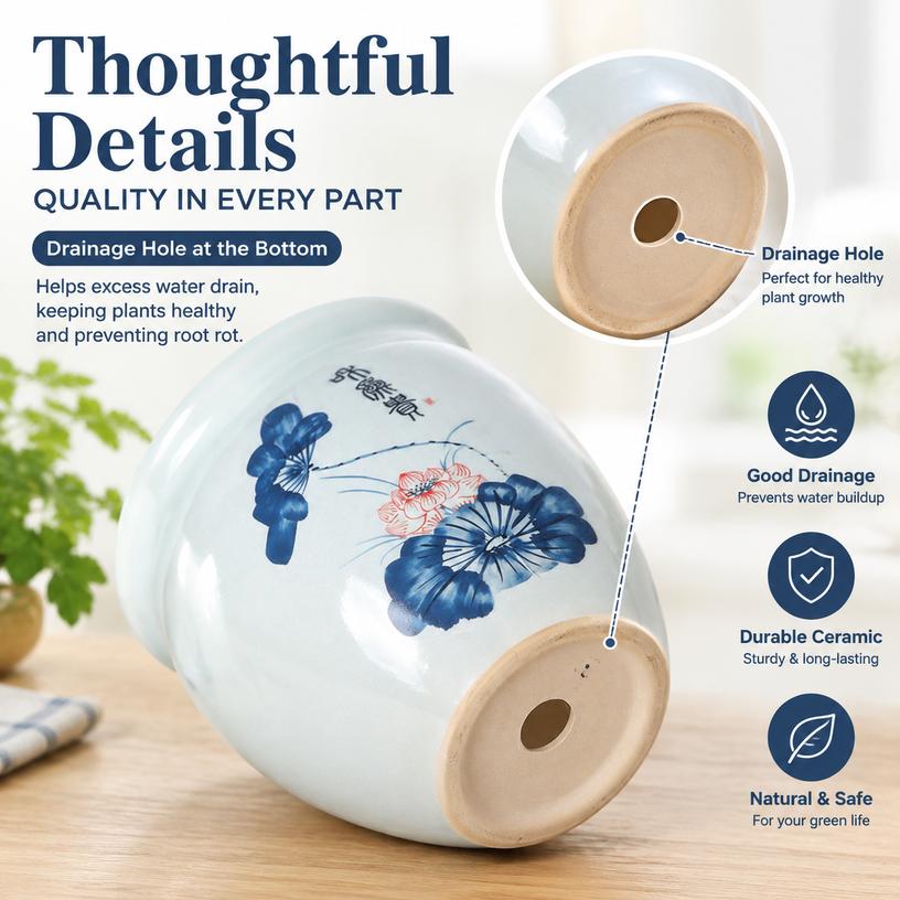 Hand-painted Ceramic Flower Pot for Succulents and Plants