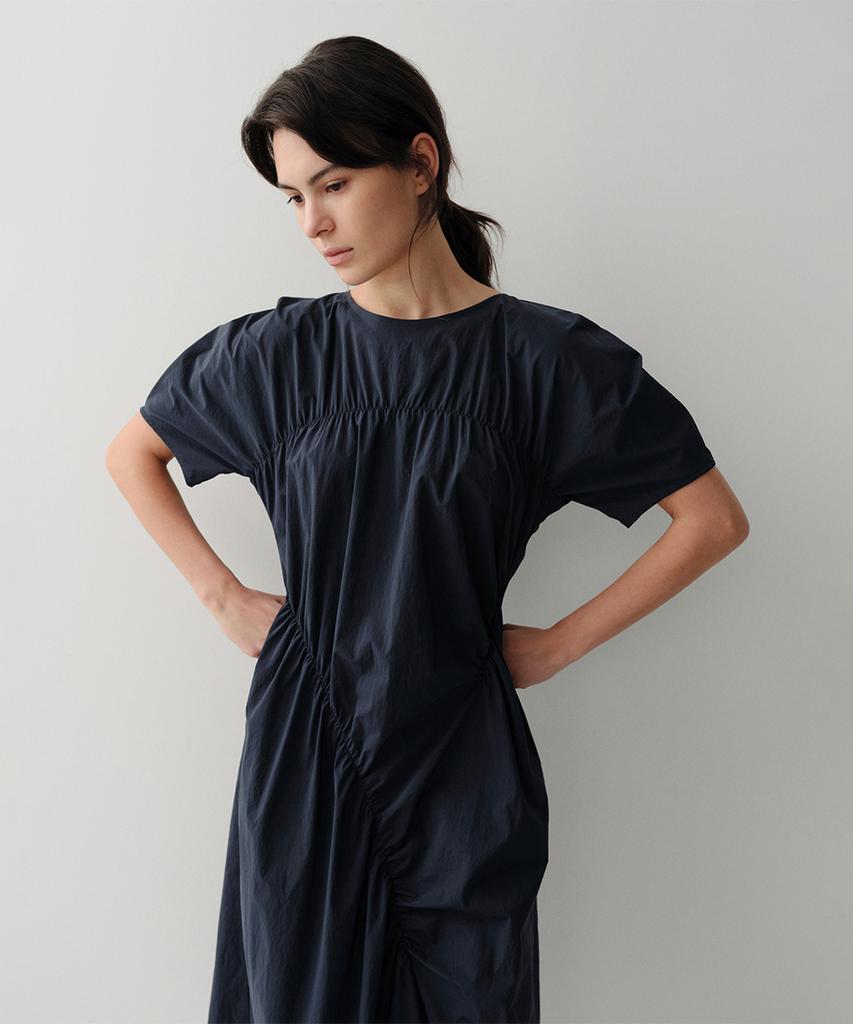 Ia Shirring Long Dress (Navy)
