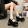 Women's Platform High Heels Gothic Lolita New Mary Jane Shoes Casual Woman Heeled Party Wedges Thick Bottom Pumps Black Loafers