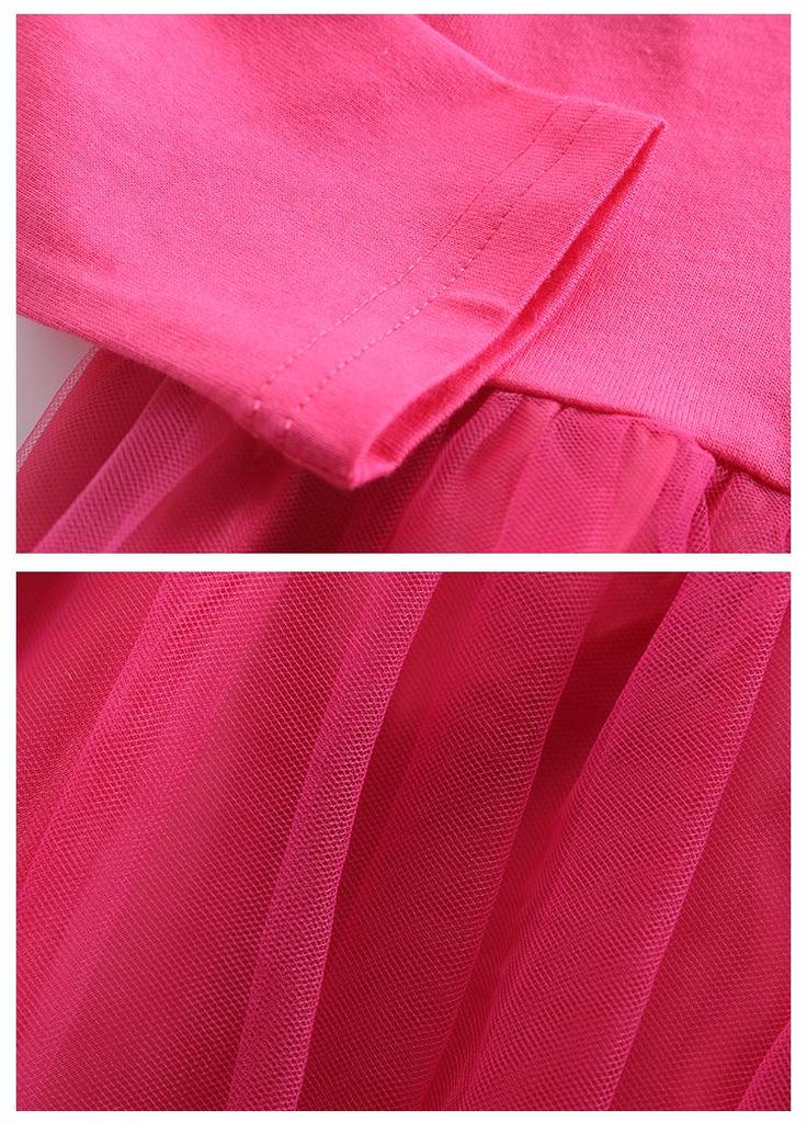 Stylish Spring & Autumn Long-Sleeved Dresses for Girls with Custom Mesh Skirts