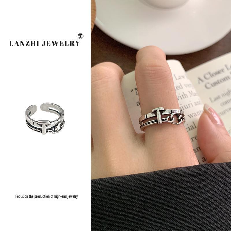 

Женское ретро кольцо-ти из стерлингового серебра 925 пробы с открытой шинкой Lan Zhi, не тускнеющее, уникальный дизайн. Adjustable Open