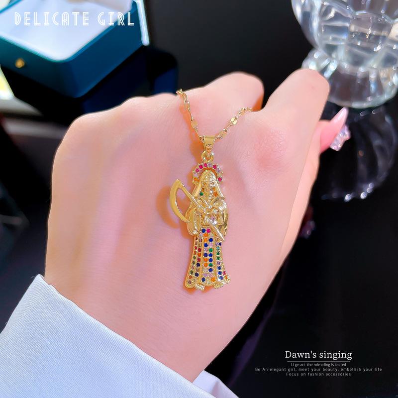 Portrait Temperament Micro-Diamond Necklace Women'S Exquisite Wind Collarbone Chain With Jewelry