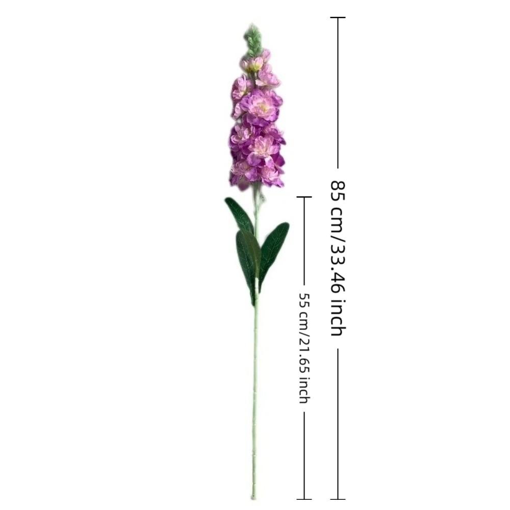 3D 85cm Artificial Violet with Leaves Long Stems Faux Larkspur Fake Bouquet Wedding