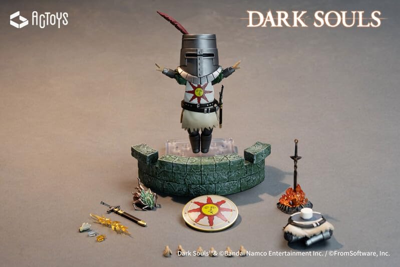 Emu Toys Dark Souls Figura de Ação Deformada Guerreiro da Figura de Ação Solaire, Sol, PVC/ABS Pintado Pré-pintado