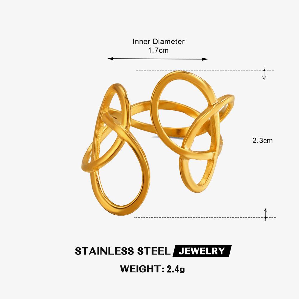 

Minimalist Style Lines Couple Rings Fashion Stainless Steel Zircon Personalized Hip-Hop Geometric Opening Gold-Plated Ring resizable