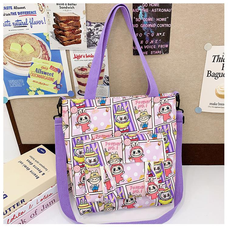 Labubu New Messenger Bag Student Tutoring Bag Shoulder Bag Female Cute Labubu Large Capacity Waterproof Tote Bag