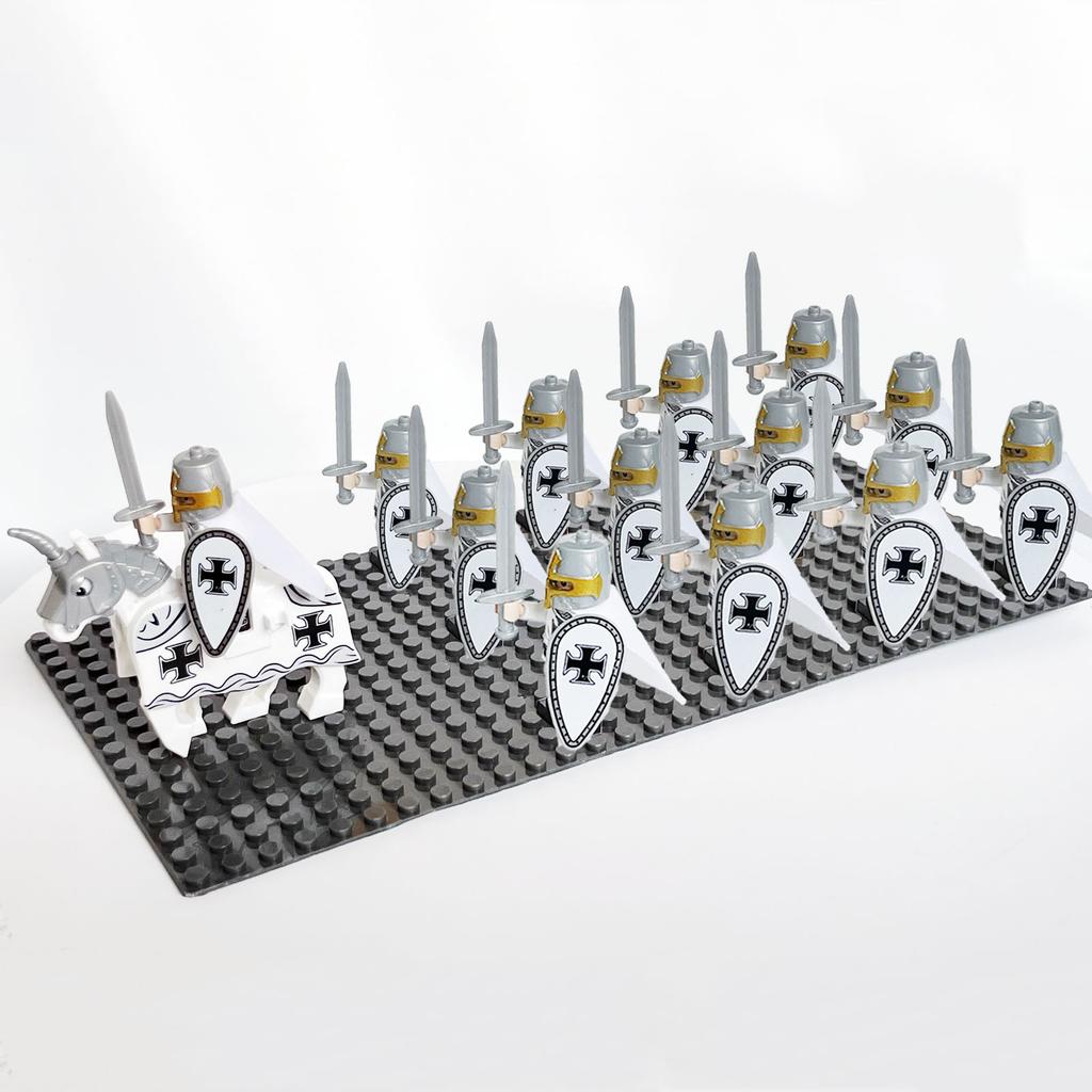 13pcs Teutonic Roman Templaer Knights Hospitaller Spartacus Army Solider Minifig Building Block Toys for Kids