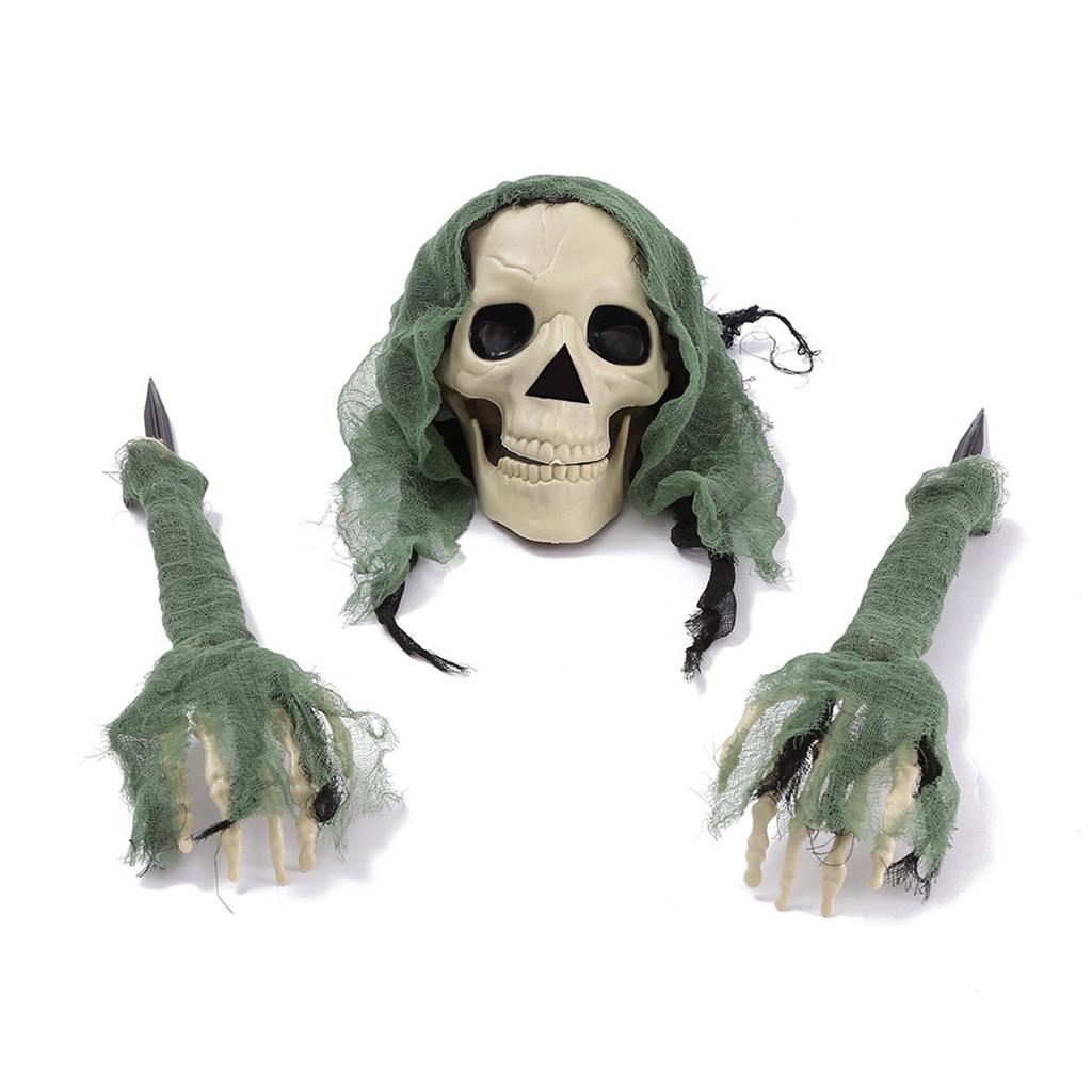 Halloween Ground Inserted Skull/ Ghost/ Head Three-piece Set Crawling Ghost/ Crawling Trick Simulation Arm Skull/ Site/ Decoration