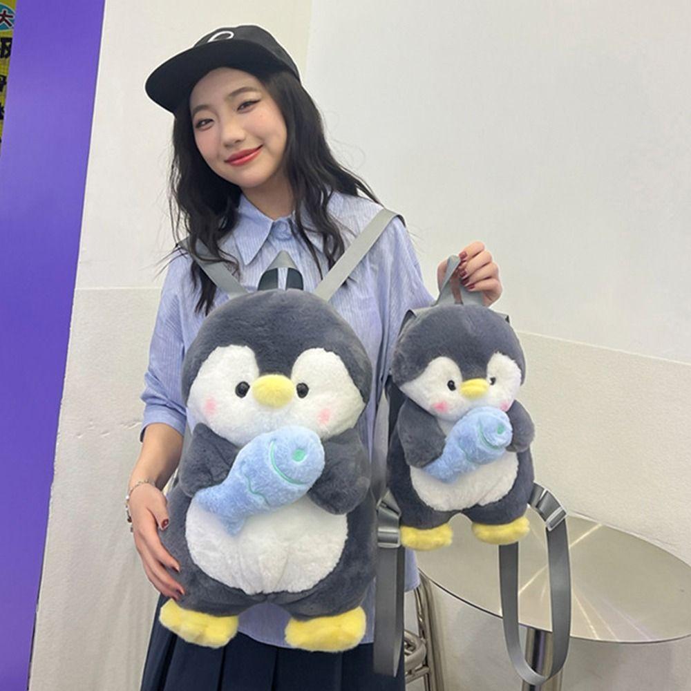 Plush Toy Penguin Backpack Plush Animal Shoulder Bag Cute Children School Bag Gift