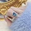 Aquamarin-Schmuckset: Halskette, Ring, Ohrringe mit luxuriösen Zirkonia-Einlagen