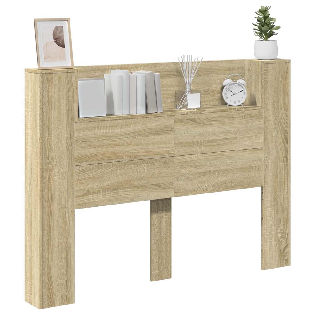 Headboard Cabinet with LED and Shelf Sonoma 140 x 16.5 x 103.5 cm
