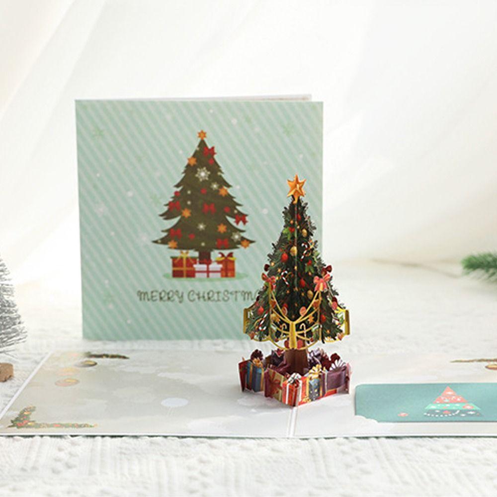 Paper 3D Pop Up Greeting Card Wishing Thank You Blessing Card Christmas Decorations
