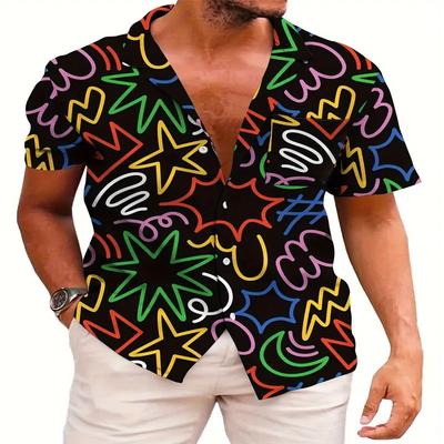 Summer Men's Quick Drying Short Sleeved Shirt with 3D Digital Printing Fashion Top for Outdoor Play and Leisure Activities