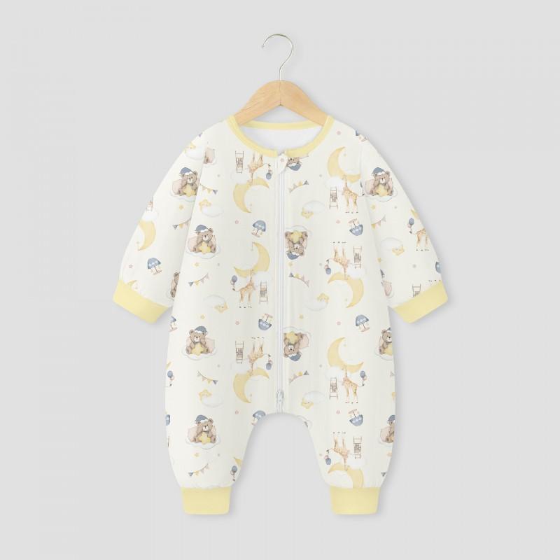 Baby Cotton Sleepsuit With Legs Separated Warm Pajamas Toddlers Fall Winter Unisex Home Wear