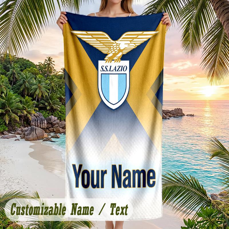 Beach Towel Lazio FC Print Custom Name Text Soft Towel for Swimming Pool