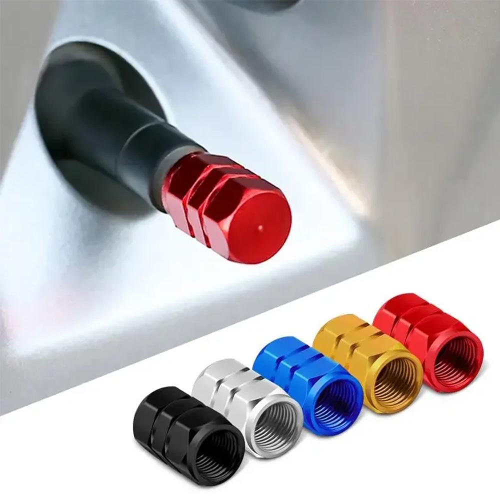 Dustproof Waterproof Tire Valve Caps - 4-Piece Aluminum Stem Covers for Cars, Motorcycles, Trucks, Wheel Hub Protectors