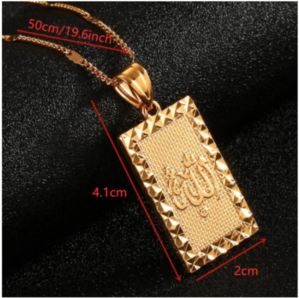 Gold Color Islamic Allah Pendant Charms Choker Necklace Religious Muslim Jewelry