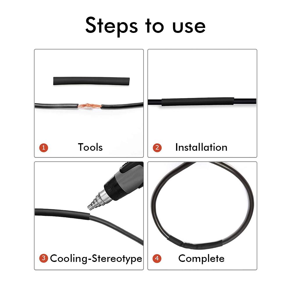 Heat Shrink Tube Insulated Sleeving Tubing Set Car Wire Wrap Heat-shrink Tubing Wrapping Kit Wire Wrap Cable Hot Air Gun 2:1